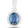 2.55 ctw Sapphire Blue & Diamond Pendant 14K White Gold - REF-123M6F
