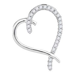 Diamond Segmented Heart Outline Pendant 1/6 Cttw 10kt White Gold