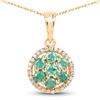 0.58 ctw Zambian Emerald & Diamond Pendant 14K Yellow Gold - REF-37K2T