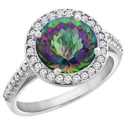 2.44 CTW Mystic Topaz & Diamond Ring 10K White Gold - REF-57H3M