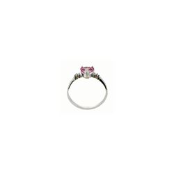 Genuine 0.98 ctw Pink Topaz & Diamond Ring 14KT White Gold - REF-31V2W