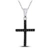 Image 1 : Round Black Color Enhanced Diamond Cross Religious Pendant 1/5 Cttw 10kt White Gold