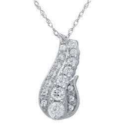 0.50 CTW Diamond Necklace 14K White Gold - REF-44Y6X