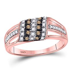 Round Brown Diamond Band Ring 1/3 Cttw 10kt Rose Gold