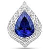 13.25 ctw Tanzanite & Diamond Pendant 18K White Gold - REF-1478T2X