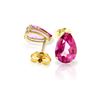 Genuine 3.15 ctw Pink Topaz Earrings 14KT Yellow Gold - REF-22P2H