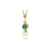 Genuine 2.48 ctw Emerald & Pearl Necklace 14KT Yellow Gold - REF-20A4K