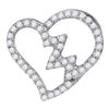 Diamond Heartbeat Heart Outline Pendant 1/6 Cttw 10kt White Gold