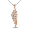 Diamond Angel Animal Feather Wing Pendant 1/20 Cttw 10kt Rose Gold