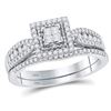 Diamond Bridal Wedding Engagement Ring Band Set 1/2 Cttw 14kt White Gold