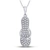 Diamond Flip Flop Sandal Nautical Pendant 1/8 Cttw 10kt White Gold