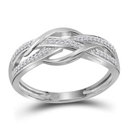 Diamond Woven Strand Band Ring 1/10 Cttw 10kt White Gold