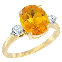 2.60 CTW Citrine & Diamond Ring 10K Yellow Gold - REF-62W2F