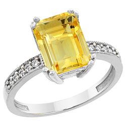 3.70 CTW Citrine & Diamond Ring 10K White Gold - REF-32X2M