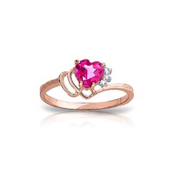 Genuine 0.97 ctw Pink Topaz & Diamond Ring 14KT Rose Gold - REF-30W3Y