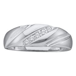 Mens Diamond Wedding Band Ring 1/10 Cttw 10kt White Gold