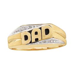 Mens Diamond Dad Father Band Ring .01 Cttw 14kt Yellow Gold