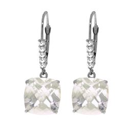 Genuine 7.35 ctw White Topaz & Diamond Earrings 14KT White Gold - REF-57Z3N