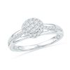 Image 1 : Diamond Flower Cluster Ring 1/3 Cttw 10kt White Gold