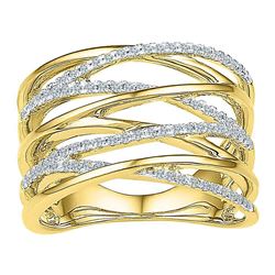Diamond Crossover Open Strand Band 1/4 Cttw 10kt Yellow Gold