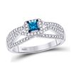 Image 1 : Blue Color Enhanced Diamond Solitaire Bridal Wedding Engagement Ring 1/2 Cttw 14kt White Gold