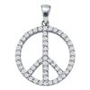 Image 1 : Diamond Peace Sign Circle Pendant 3/4 Cttw 14kt White Gold