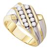 Image 1 : Mens Diamond Double Row Band Ring 1/2 Cttw 10kt Yellow Gold