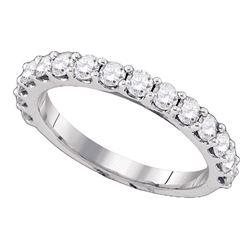 Round Pave-set Diamond Single Row Wedding Band 1.00 Cttw 14kt White Gold