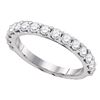 Image 1 : Round Pave-set Diamond Single Row Wedding Band 1.00 Cttw 14kt White Gold