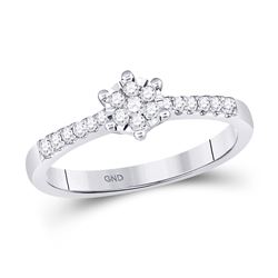 Diamond Flower Cluster Stackable Band Ring 1/5 Cttw 10kt White Gold