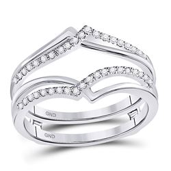 Diamond Pointed Ring Guard Wedding Enhancer Band 1/5 Cttw 14kt White Gold