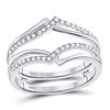 Image 1 : Diamond Pointed Ring Guard Wedding Enhancer Band 1/5 Cttw 14kt White Gold