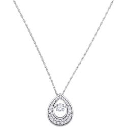 Diamond Moving Twinkle Solitaire Teardrop Pendant 1/2 Cttw 10kt White Gold
