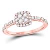 Image 1 : Diamond Square Cluster Bridal Wedding Engagement Ring 1/2 Cttw 14kt Rose Gold