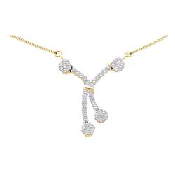 Diamond Cluster Necklace 1/2 Cttw 14kt Yellow Gold