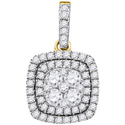 Diamond Square Pendant 7/8 Cttw 14kt Yellow Gold