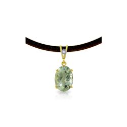 Genuine 7.56 ctw Green Amethyst & Diamond Necklace 14KT Yellow Gold - REF-35X5M