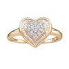 Image 1 : Diamond Heart Frame Cluster Ring 1/10 Cttw 14kt Yellow Gold