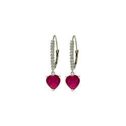 Genuine 3.2 ctw Ruby & Diamond Earrings 14KT White Gold - REF-72K3V