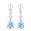 Image 1 : Lab-Created Blue Swiss Topaz & Diamond Dangle Earrings 1-3/4 Cttw 10k White Gold