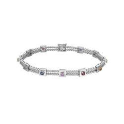 2.85 CTW Multi-Color Sapphire & Diamond Bracelet 14K White Gold - REF-132Y3X