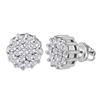Diamond Flower Cluster Earrings 1.00 Cttw 14kt White Gold