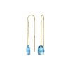 Genuine 6 ctw Blue Topaz Earrings 14KT Yellow Gold - REF-21A9K