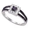 Black Color Enhanced Diamond Bridal Wedding Engagement Ring 1/2 Cttw 10kt White Gold