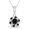 Round Black Color Enhanced Diamond Cluster Pendant 1/2 Cttw 10kt White Gold
