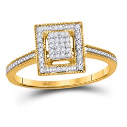 Diamond Square Cluster Ring 1/10 Cttw 10kt Yellow Gold