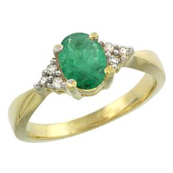 1.06 CTW Emerald & Diamond Ring 14K Yellow Gold - REF-36M3A