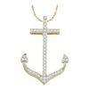 Diamond Anchor Nautical Pendant 1/6 Cttw 10k Yellow Gold