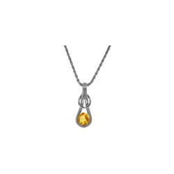 Genuine 0.65 ctw Citrine Necklace 14KT White Gold - REF-73H7X