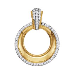 Diamond Framed Outline Circle Pendant 1/6 Cttw 10kt Yellow Gold